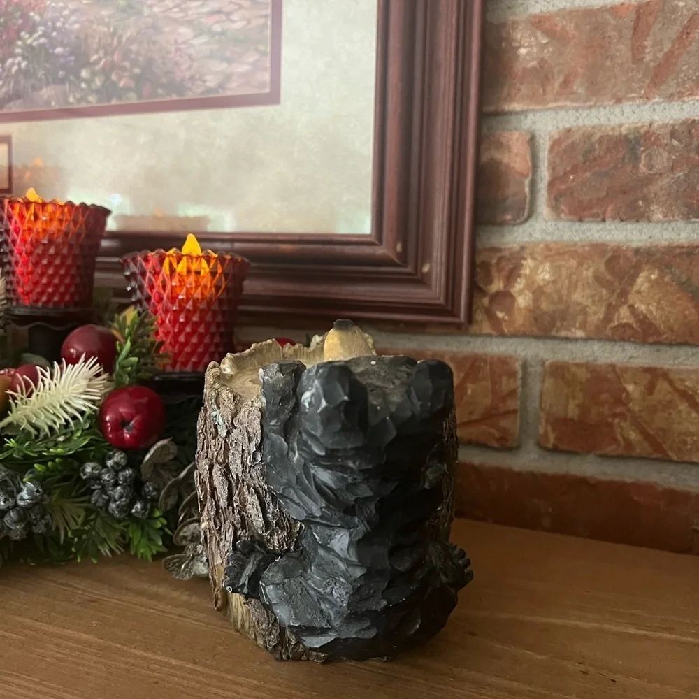 Vintage 1981 Black Bear Cabin Lodge Rustic Trinket Box & Toothbrush Holder Decor